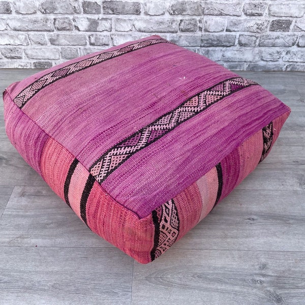 Kelim Quadrat Ottoman Kissenbezug Pouf - Berber Marokkanische Bodenkissen - Sitzkissen - Sessel - Sofakissen