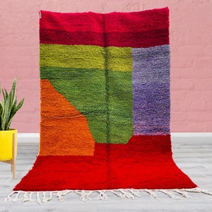 Fabulous Moroccan rug 5x8 - Authentic Moroccan Boujad Rug - Berber tribal rug - Handmade Old Moroccan Rug - Berber carpet 4.9 FT x 7.8 FT