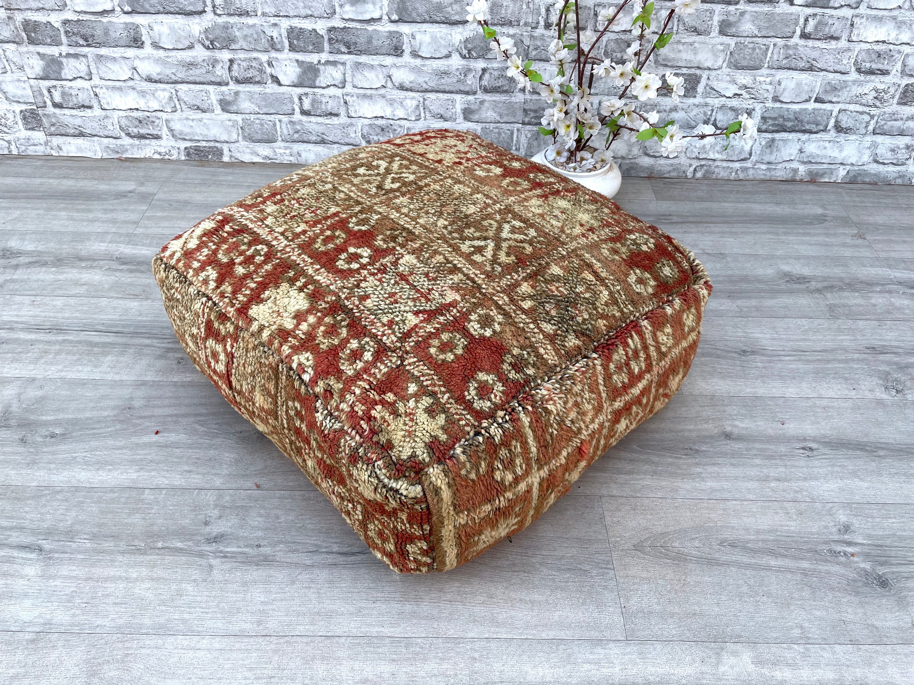 kilim carré coussin ottoman housse pouf - berbère marocain coussin de sol siège fauteuil canapé oreiller