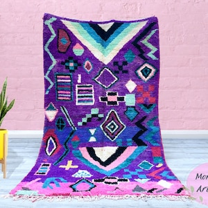 Colorful Morocco rug 5X8, Unique Moroccan Azilal Rug, Authentic wool Morocco rug 4.7 FT x 8.0 FT