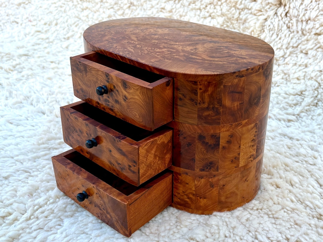 Wooden Jewelry Box Made of Burl Wood 10x6 In, Large Jewelry Box Hand ...