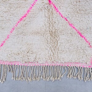 Tapis Berbère Marocain Beni Ourain 5x8 Ft - Laine Rose Fait Main - Style Boho
