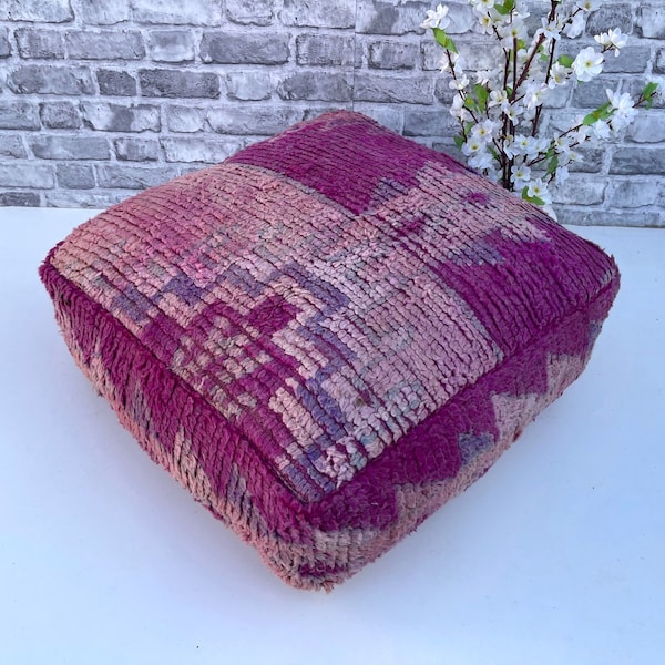 24 x 24 in marokkanischen quadratischen Bodenkissen, Kilim Pouf, Berber marokkanischen Boden Kissen, Sitzkissen, Sessel, Sofa Kissen-Handmade Pouf.