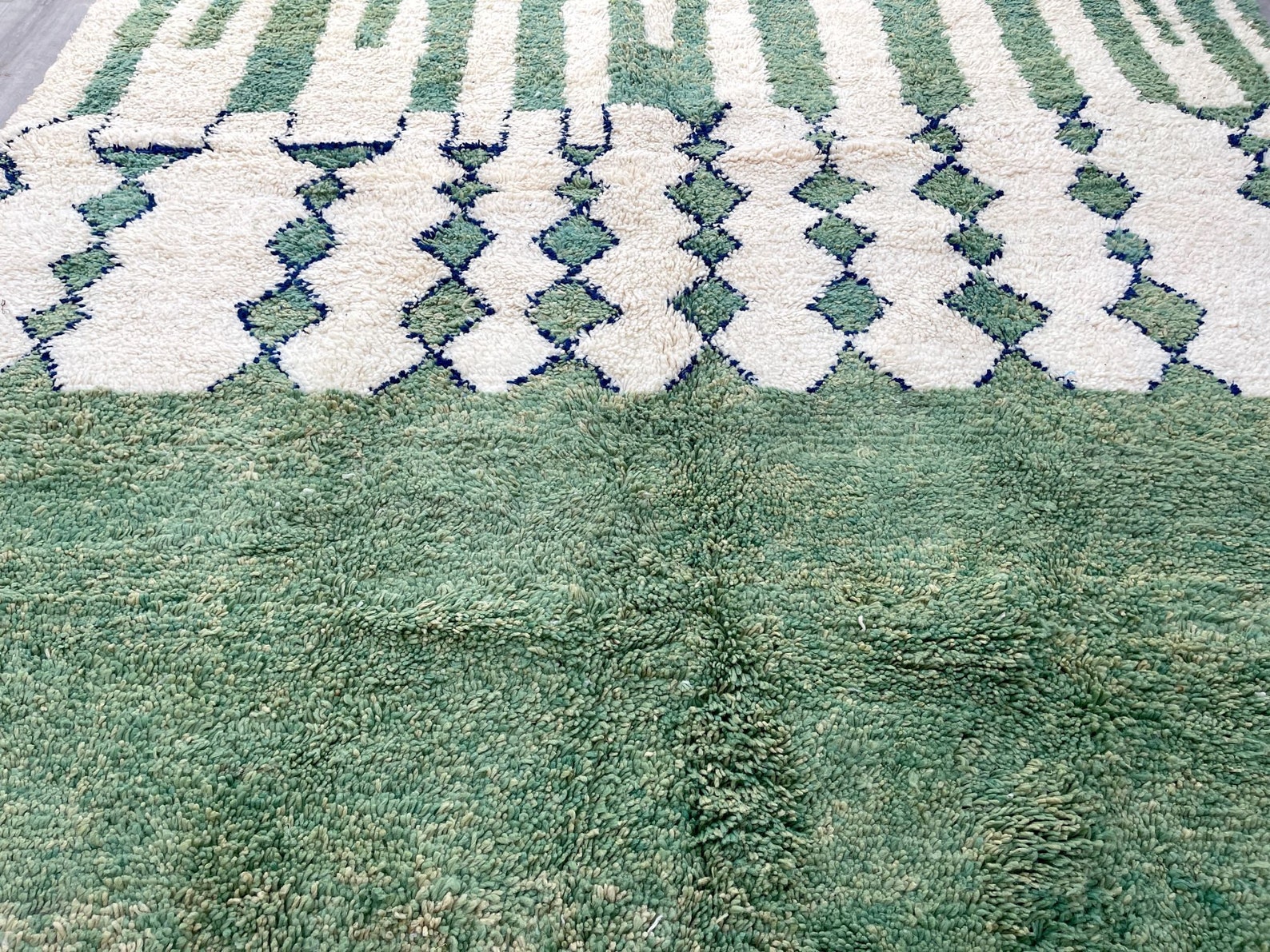 Greenarbic Rug Patterns Stunning Green Moroccan Rug, Beni Ourain Rug, Handmade Rug, Abstract ...