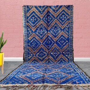 Lovely vintage moroccan rug 5.8 FTx 13.4 FT- Authentic Moroccan Boujad Rug 6X13 - Berber tribal rug - Handmade Old Moroccan Rug