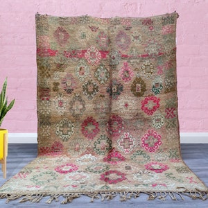 vintage moroccan rug 6x9 - Authentic Moroccan Boujad Rug - Berber tribal rug - Handmade Old Moroccan Rug - Berber carpet 5.9 ft x 8.9 ft