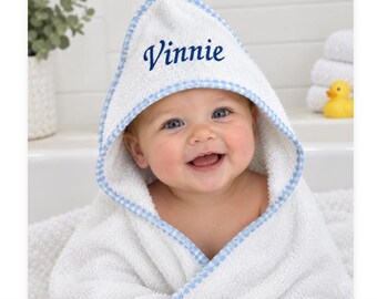 Personalised Embroidered Baby Hooded Towel – 100% Cotton, 70cm x 70cm