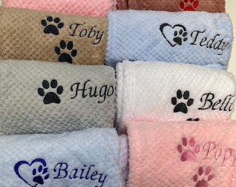 Personalised, embroidered dog/cat puppy/kitten/pet soft waffle blanket.