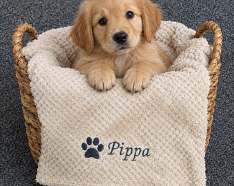 Custom Embroidered Pet Blanket – Personalised Name, 100x75cm Cosy Throw - Pet Gift