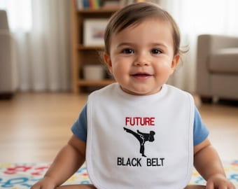 Baby Toddler Bibs Novelty Embroidered Martial Art Karate, TaeKwonDo, Judo. 100% Cotton