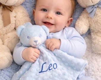 Custom Personalised New Baby Comforter Gift,  Embroidered Snug Wrap, Soft Touch Blankie