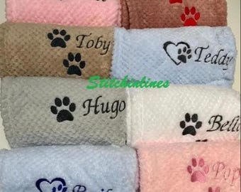 Manta personalizada bordada para perro o cachorro, regalo para gato o gatito, diseño suave y acogedor de gofre.