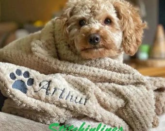 Manta de gofre suave y acogedora, personalizada y bordada, para perros, gatos, cachorros, gatitos o cualquier otra mascota.