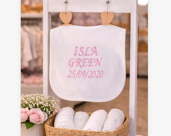 Babero bordado personalizado para bebé niño pequeño, recuerdo de bautizo