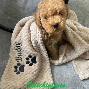Custom Personalised, embroidered dog/cat puppy/kitten/pet soft custom waffle blanket.