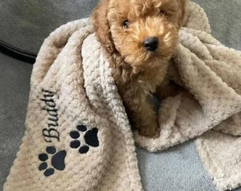 Custom Personalised, embroidered dog/cat puppy/kitten/pet soft custom waffle blanket.