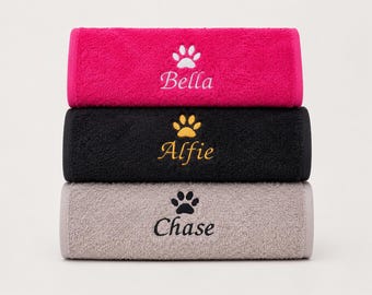 Toalla personalizada con diseño de huellas de perro embarradas - Accesorio esencial para cachorros