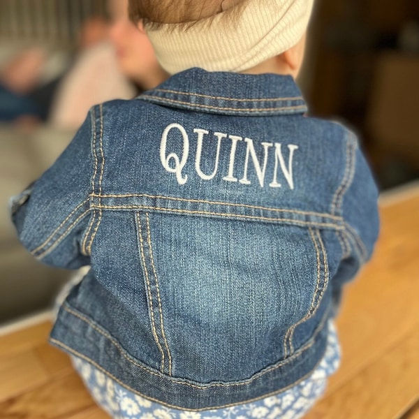 Personalized Infant EMBROIDERED Denim Jacket | Embroidered Name Jean Jacket | Custom Lettered Baby Denim Jacket