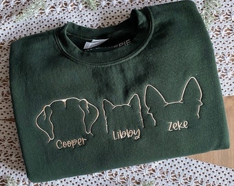 EMBROIDERED Dog Ears with Personalized Names | Custom Dog Ears Crewneck | Custom Pet Crewneck | Dog Ears Sweatshirt | Embroidered Sweatshirt