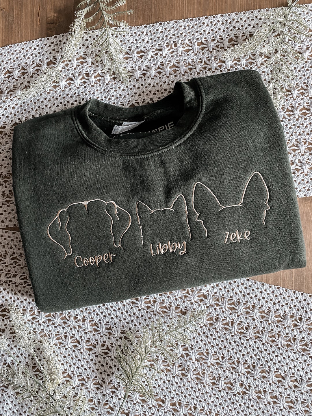 EMBROIDERED Dog Ears With Personalized Names Custom Dog Ears Etsy