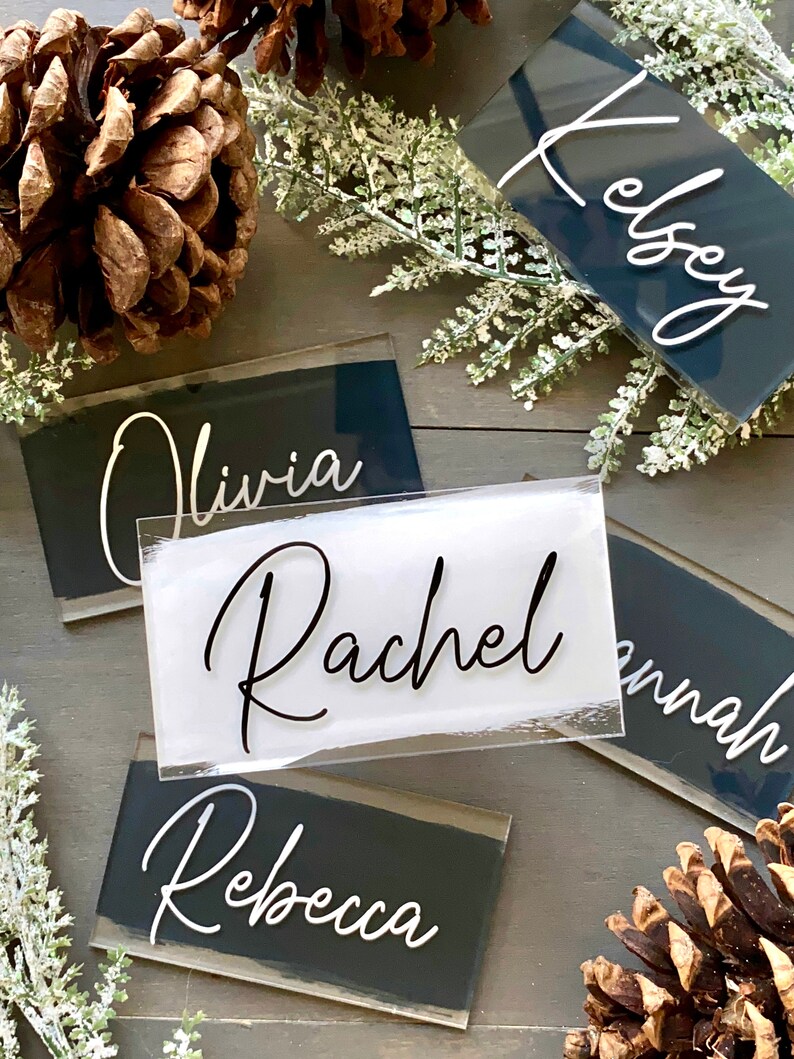 Painted Acrylic Wedding Name Plates Table Place Cards Etsy