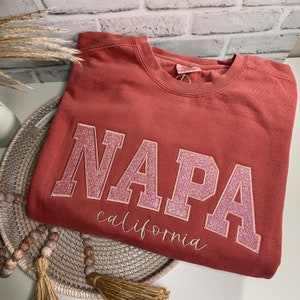 EMBROIDERED Custom Glitter City Sweatshirt | Custom Glitter Crewneck | City State Crewneck | State Sweatshirt | Embroidered Sweatshirt