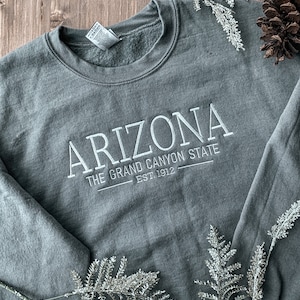 State Motto EMBROIDERED Crewneck | Embroidered Apparel Sweatshirt | Custom Lettered Sweatshirt