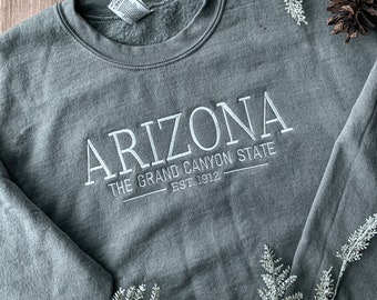 State Motto EMBROIDERED Crewneck | Embroidered Apparel Sweatshirt | Custom Lettered Sweatshirt
