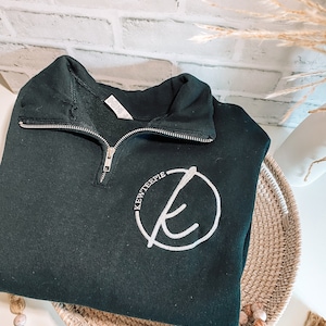 Custom LOGO EMBROIDERED Pullover Zipper Sweatshirt | Embroidered Apparel Sweatshirt | Custom Quarter Zip Sweatshirt