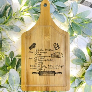 Paddle Recipe Bamboo Cutting Board | Hand Written Recipe | Custom Engraved | Custom Cutting Board | Convert Picture to Engraving |