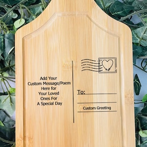 Cartolina di bambù personalizzata / Tagliere di bambù con pagaia / Cartolina personalizzata / Bambù / Personalizzato / Inciso al laser / Regalo / Messaggio /