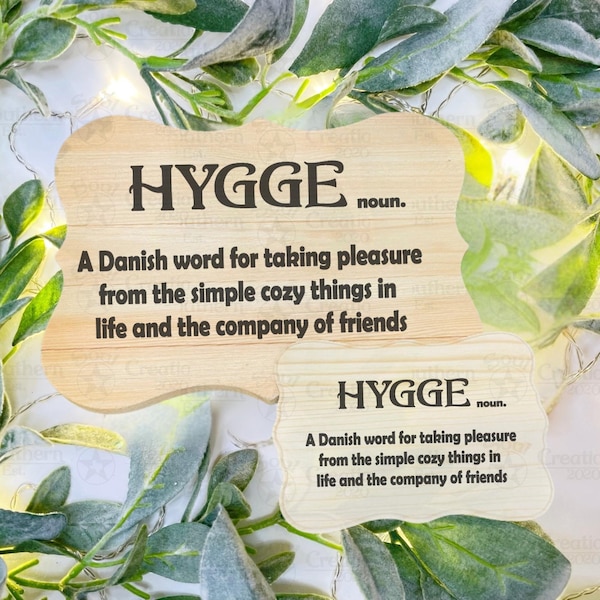 Letrero Hygge / Grabado láser / Letrero de madera / Decoración del hogar / Letrero personalizado colgante /