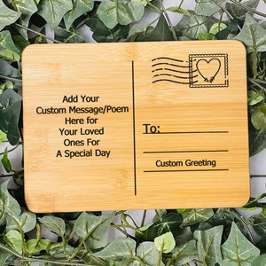 Cartolina personalizzata / Tagliere in bambù classico / Cartolina personalizzata / Bambù / Personalizzato / Incisione laser / Regalo / Messaggio /