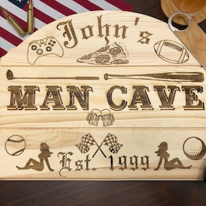 Signe personnalisé de l&#39;homme des cavernes | Gravure personnalisée | Panneau en bois | Décoration d&#39;intérieur | Cadeau homme | Cadeau papa | Enseigne gravée au laser |