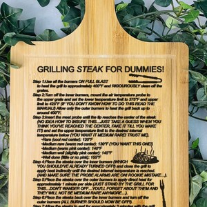 Grill Instructions For Him | Grill Funny Text | Paddle Bamboo Cutting Board | Laser Engraved  | Dad Gift | Gift For Him |
