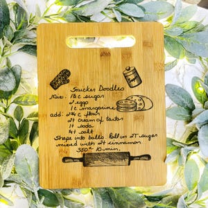 Classic Recipe Bamboo Cutting Board | Hand Written Recipe | Custom Engraved | Custom Cutting Board | Convert Picture to Engraving |