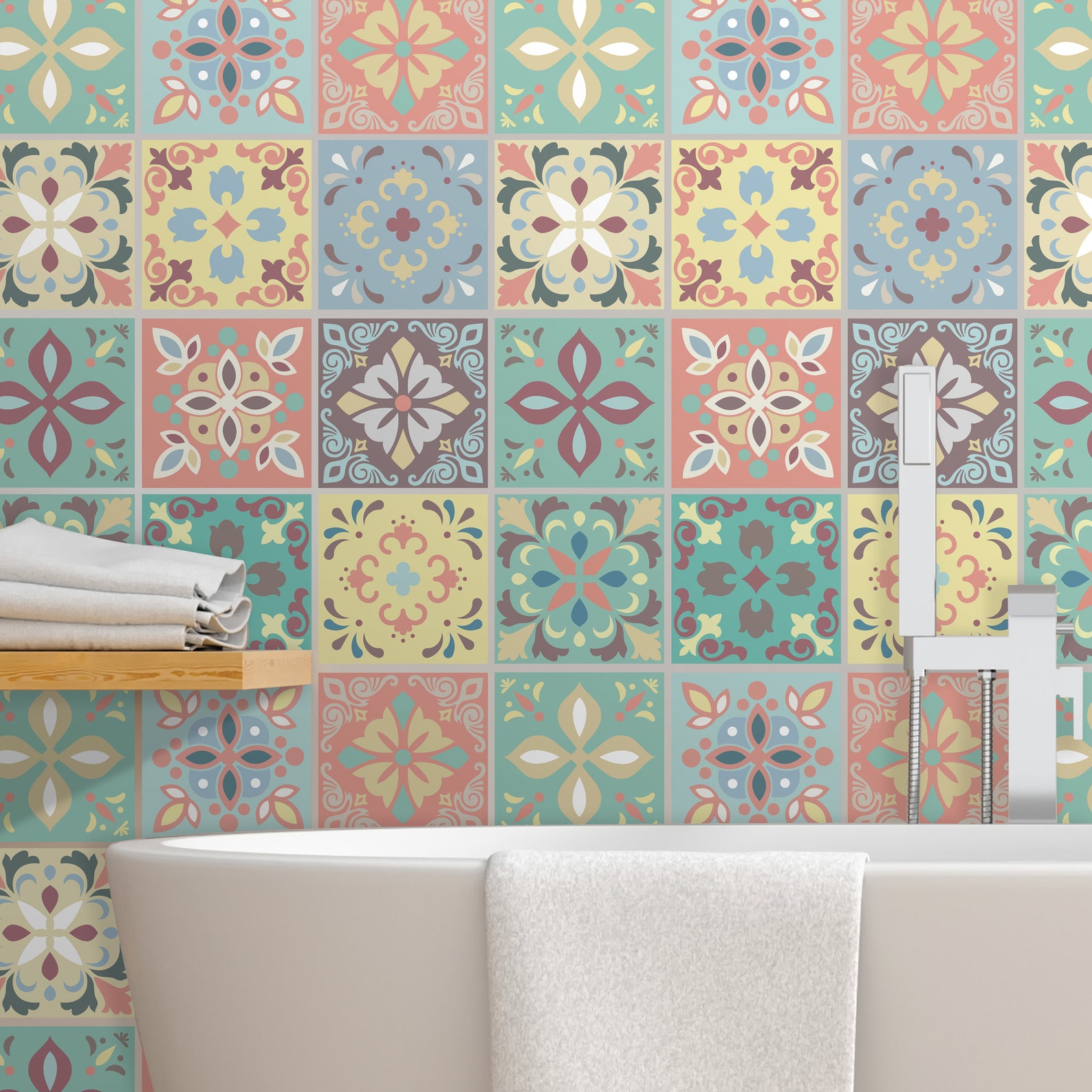 Marbella Colourful Spanish Wall Tile Self Adhesive Splashback Etsy