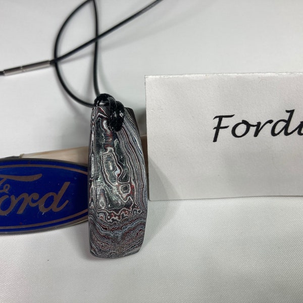 Genuine Fordite (Ford Plant) and Leather Cord Pendant