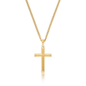 Kruis: gouden hangerketting, christelijke herensieraden, gouden herenkruis, Jezuskruisketting, Jezushangerketting, kruisbeeldketting heren