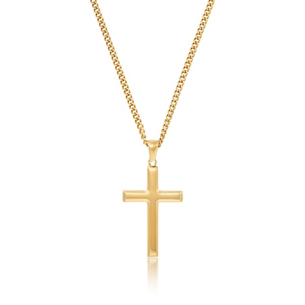 Cross - Gold Pendant Necklace, Mens Christian Jewelry, Mens Gold Cross, Jesus Cross Necklace, Jesus Pendant Necklace, Mens Crucifix Necklace