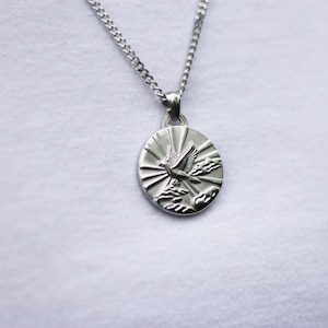 Heilige Geest zilveren hangerketting - christelijke sieraden, ketting zilveren geest, christelijke sieraden, christelijke herenketting, duifhanger