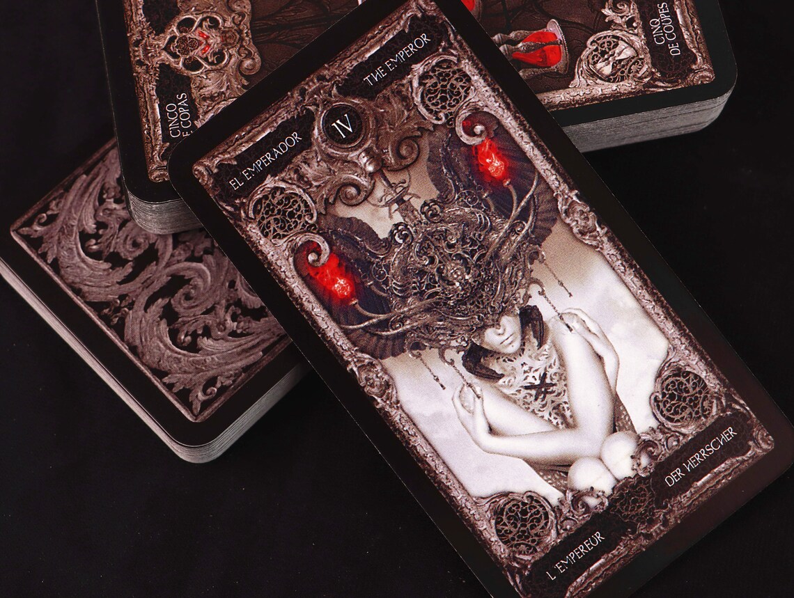 Dark Tarot cards deck with guidebook / Tarot deck for Etsy