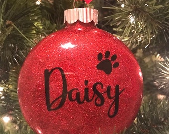 Personalized Pet Christmas Ornaments, Glitter Pet Ornaments, Personalized Dog Ornaments, Personalized Cat Ornaments