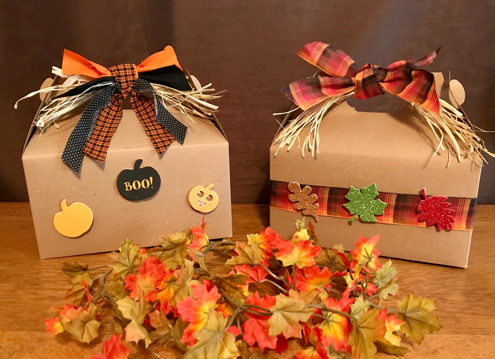 Festive Fall/Halloween Gift/Treat Gable Boxes Set of 2 DIY | Etsy