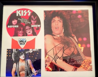 Paul Stanley KISS Signed Autographed magazine Photo Framed Display + guitar pick VIP Pass COA