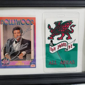 Tom Jones Vintage Framed Hand Signed Autographed Hollywood Card Photo + VIP Pass COA