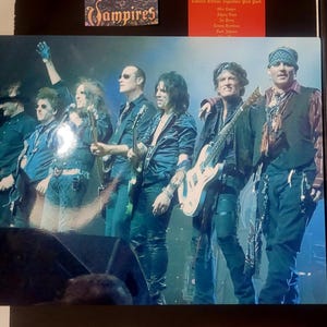 Johnny Depp Joe Perry. Alice Cooper Hollywood Vampires band Framed Photo + 7 Guitar pick lot