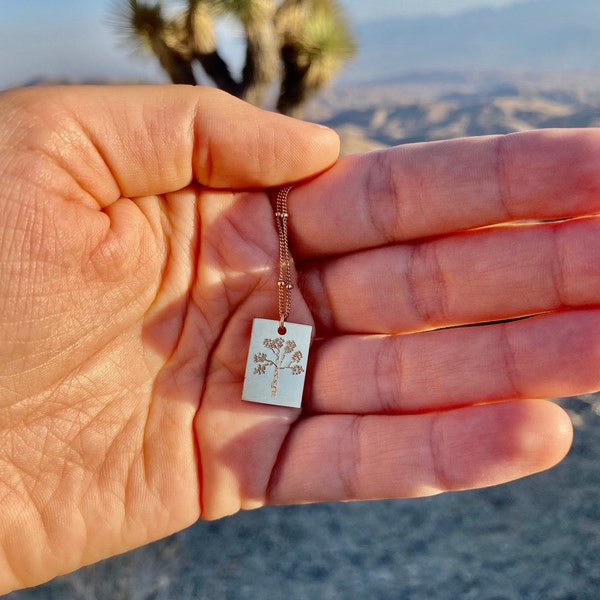 Joshua Tree Necklace - Jewelry for Desert and Nature Lovers - 14K Gold Filled - Hand Stamped