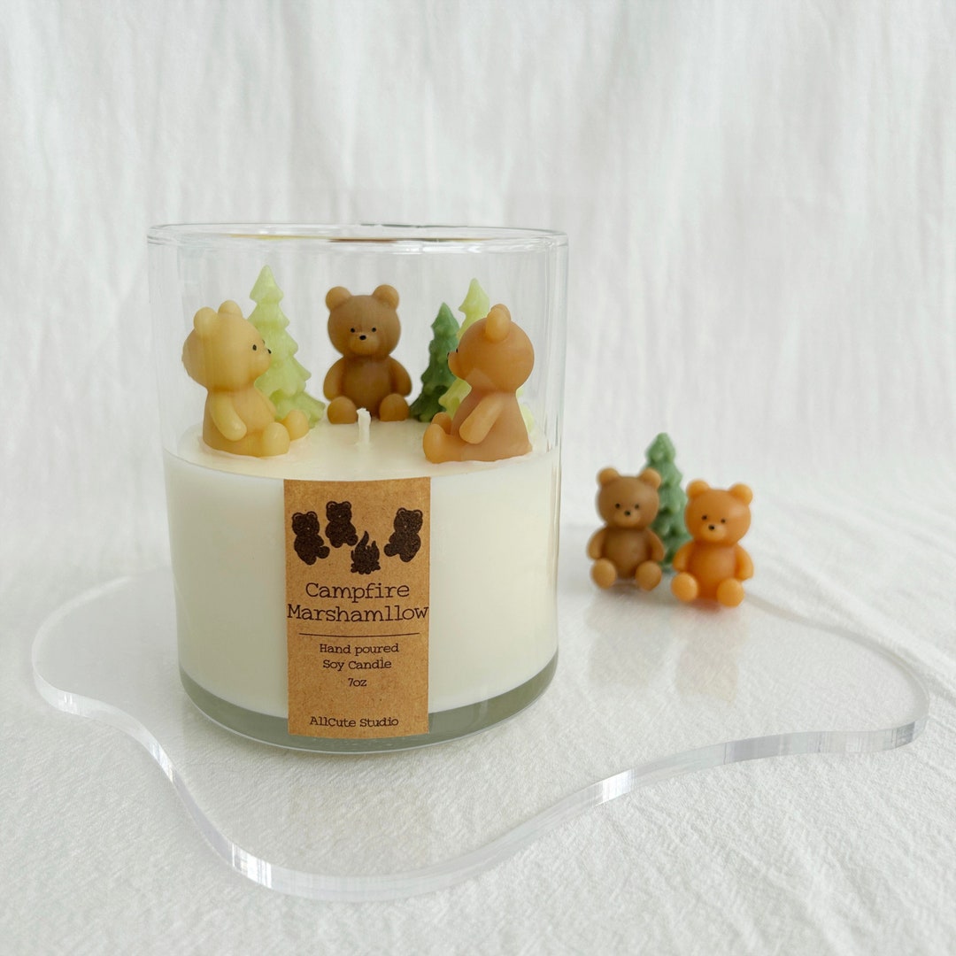 Campfire Bears Candle, Cute Candle, Sweet Marshmallow Scent Etsy
