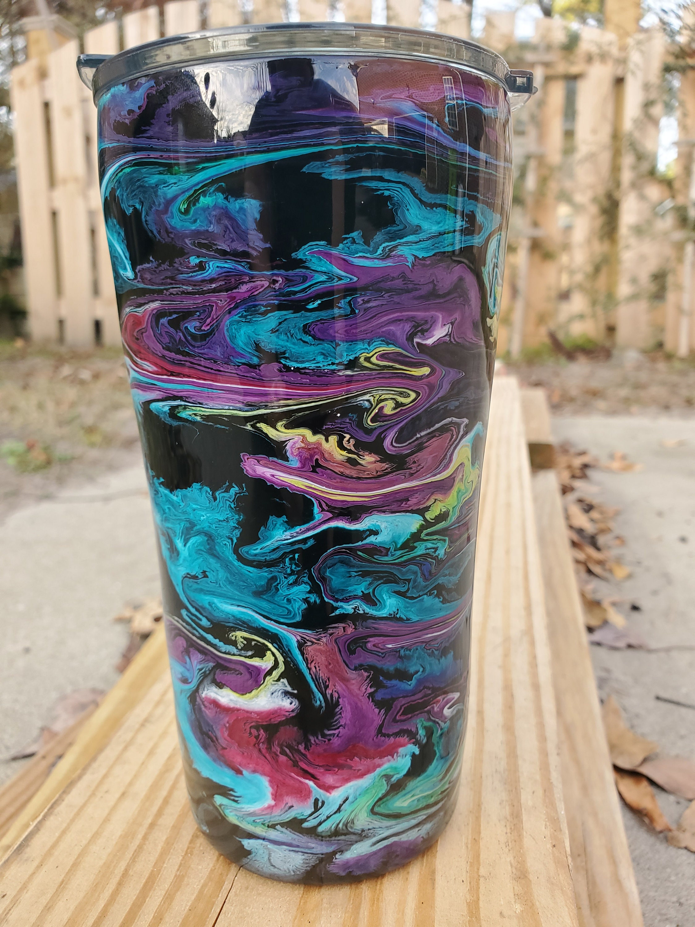 20oz Alcohol Ink and Epoxied Stainless Steel Tumbler With Lid - Etsy